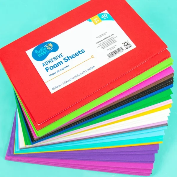 Hello Hobby Multicolor Adhesive Foam Sheets, 40-Pack